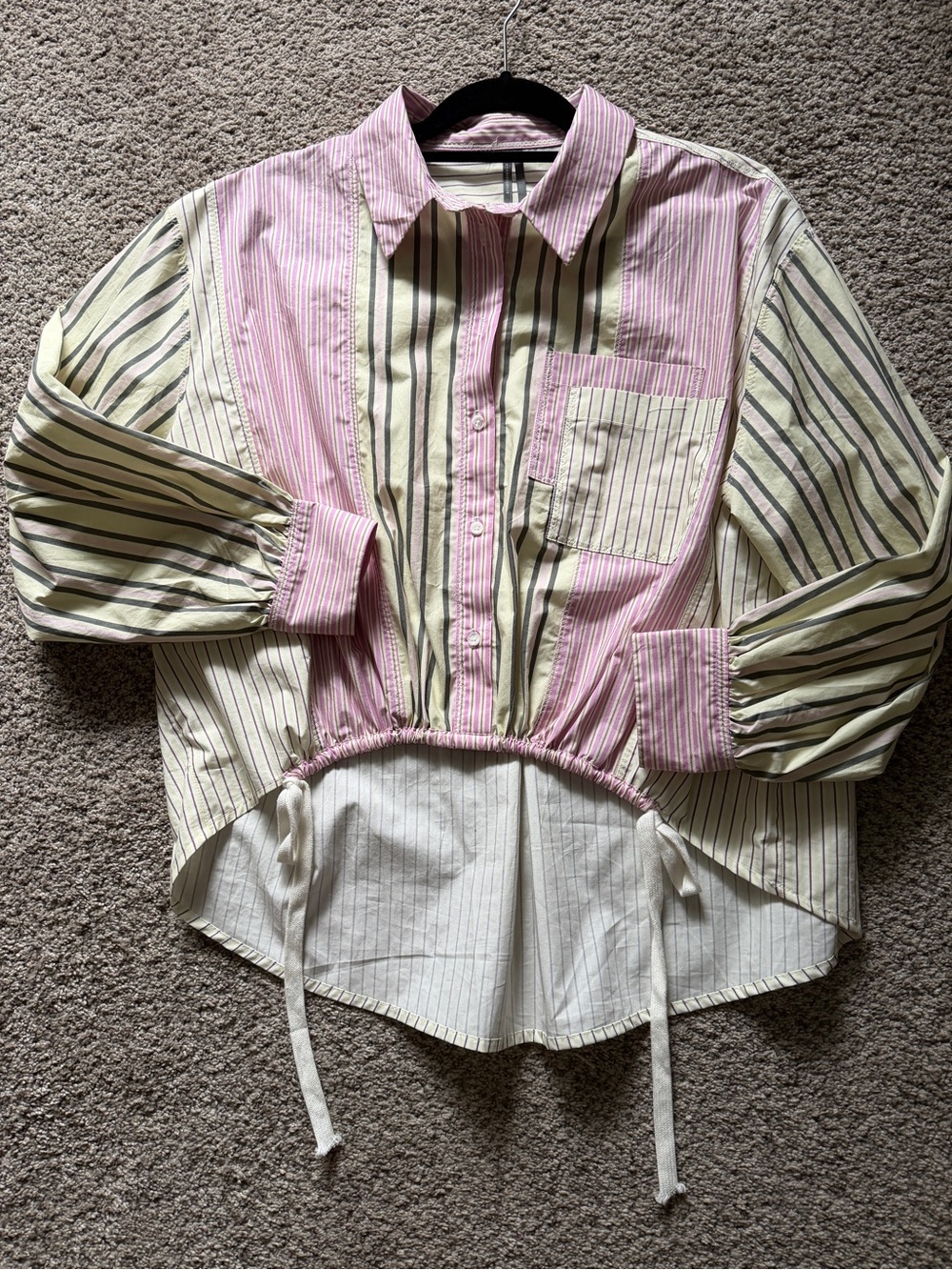 NWOT Anthropologie Oversized Striped Cotton Button Down  Sz Small